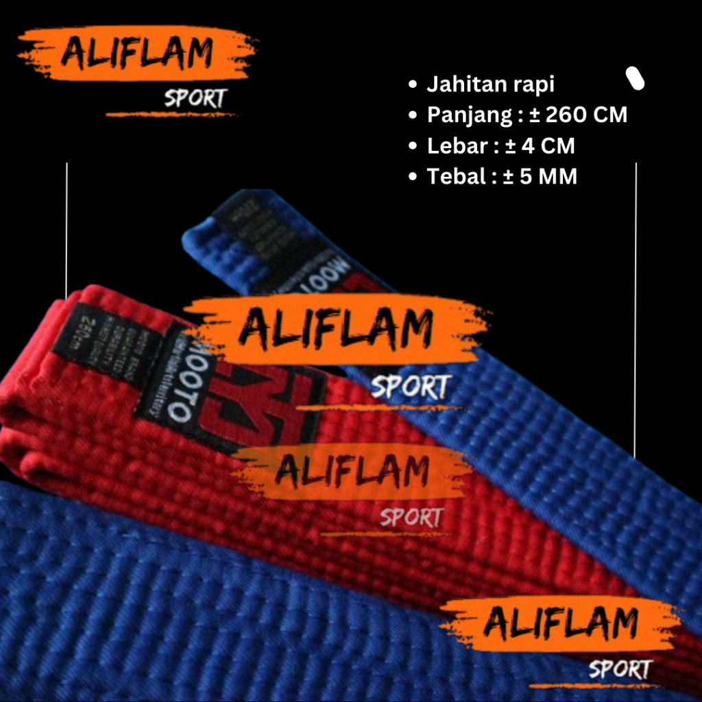SABUK BELADIRI Polos MOOTO Merah / Biru Sabuk Karate Taekwondo TEBAL SABUK BJJ Sabuk Taekwondo BELT