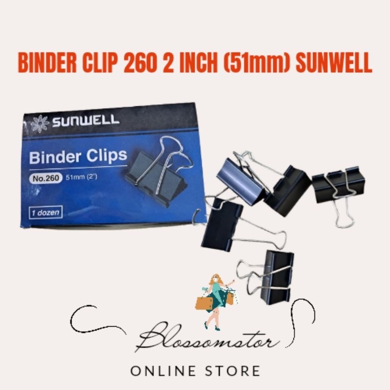 

Binder Clip SUNWELL 2 inch 51 mm no 260 / Penjepit Kertas Bungkus Snack ECERAN GROSIR