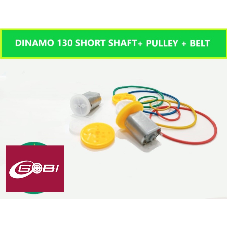 Paket Dinamo DC130 Short Shaft 6-12V + Pulley + Belt (130PB)