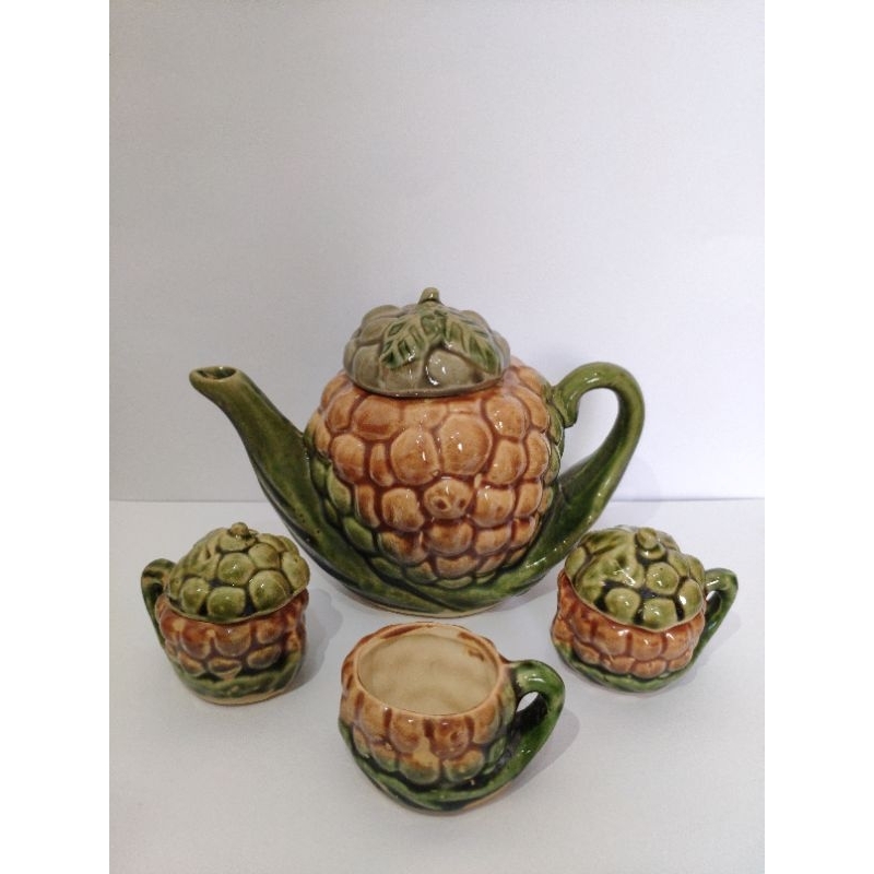 Set Teapot Teko Minuman Srikaya Vintage Keramik Porcelain Hiasan Decor