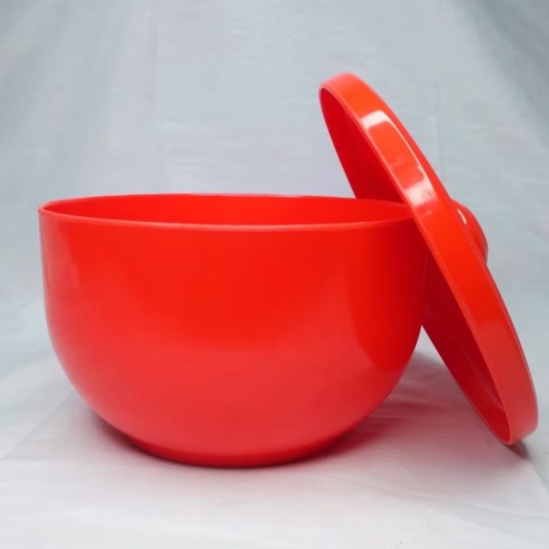 Mangkok Sup Melamin Dengan Tutup Golden Dragon Warna Merah