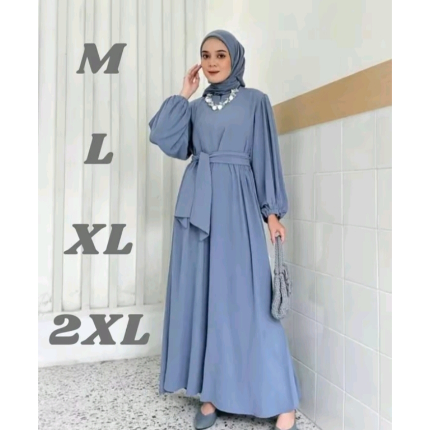 Ralina Dress Cringkle Airflow Premium Gamis Wanita Remaja Kondangan Simple Elegan Murah