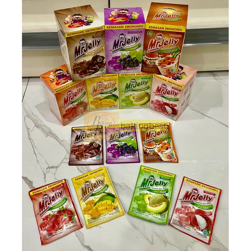 

NEW ! EKONOMIS JELLY Halal Mr. Jelly Kemasan 10 gr dan 20 gr . Tersedia Banyak Rasa