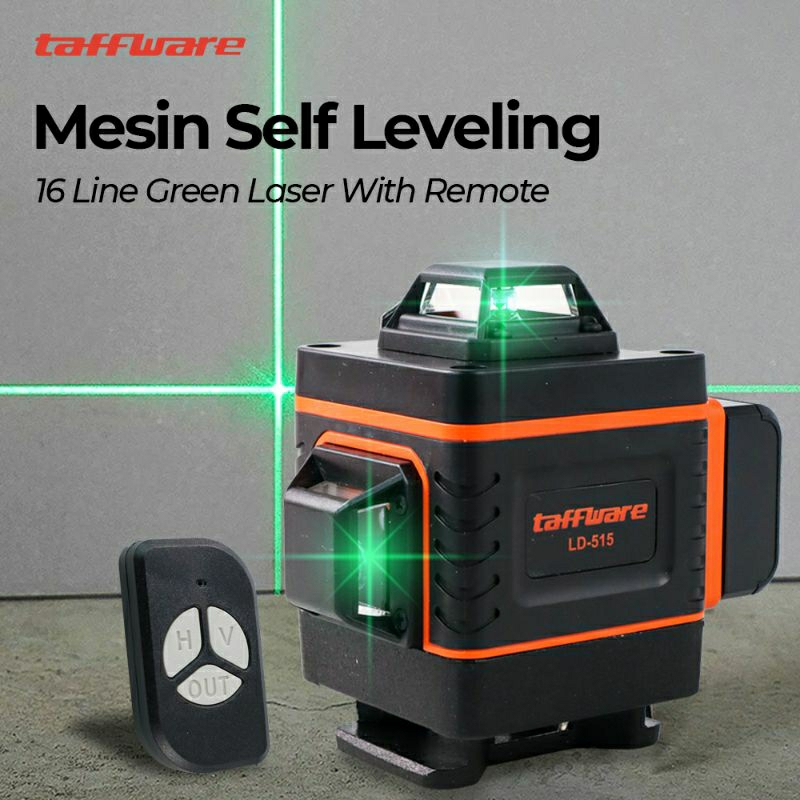 Taffware Mesin Self Leveling 16 Line Green Laser 4D with Remote - LD-515 / Laser Leveling 4D 16 Line