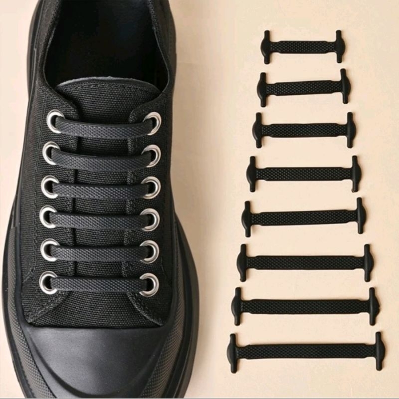Tali Sepatu Karet Silikon Elastis Shoelaces Silicone Set Pengikat Tali Sepatu