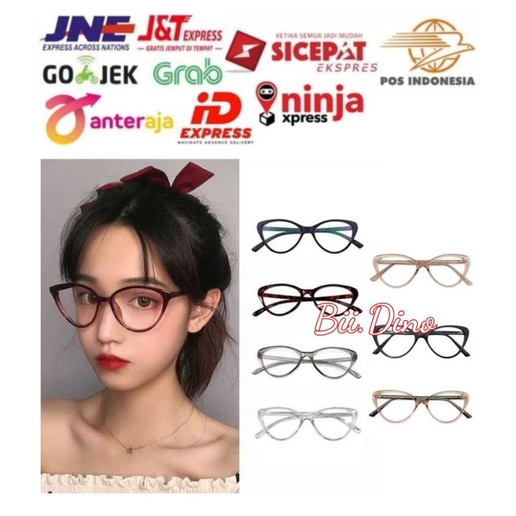 Kacamata Fashion Frame Cat Eye Gaya Retro Cateye Wanita Pria Anti Radiasi Anti UV Unisex Design Lens