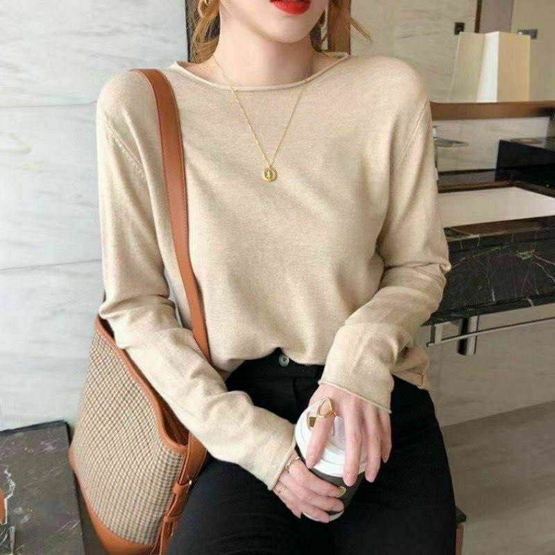 Elizabethgrosir1 O-Neck Sweater Knit Import Premium Grosir 64 Turtle Neck Baju Dingin Wanita Remaja 