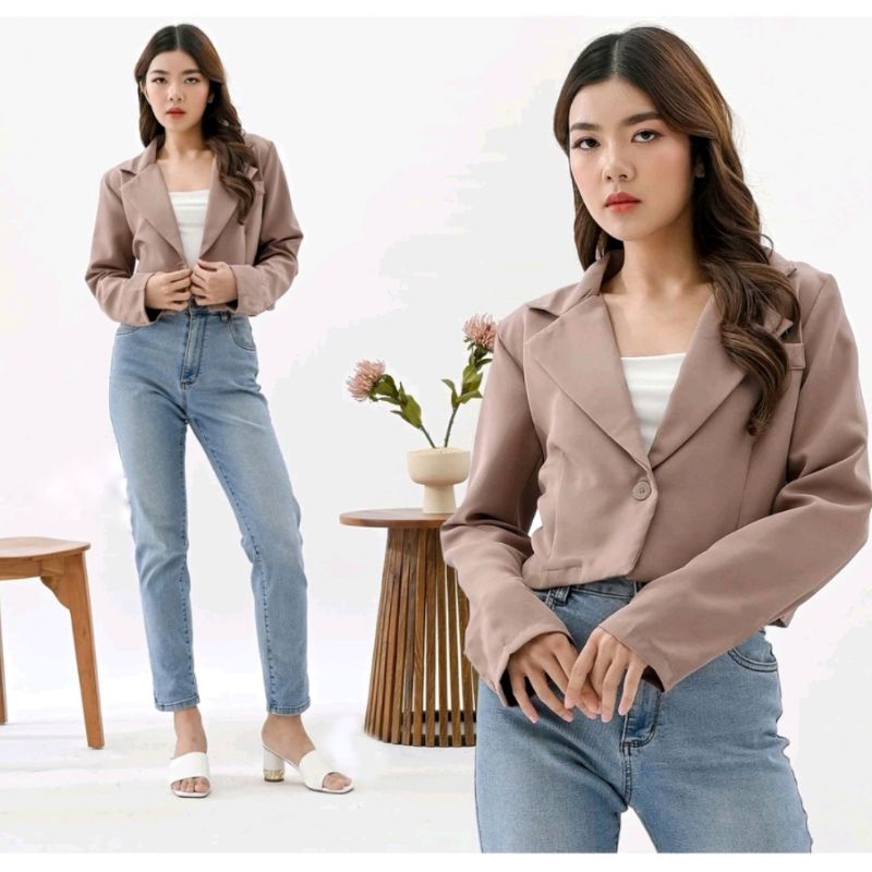 Putra HMR - Blazer Crop | Blazer Wanita | Outer Lengan Panjang Crop Wanita premium