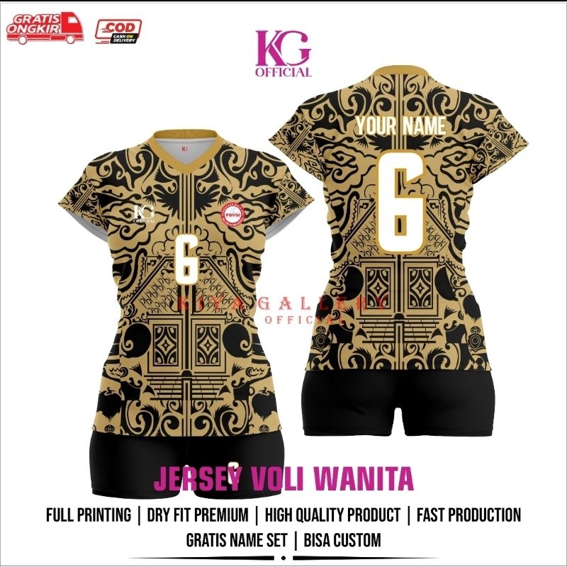 JERSEY VOLI WANITA WAYANG FULL PRINTING GRATIS NAMA DAN NOMOR