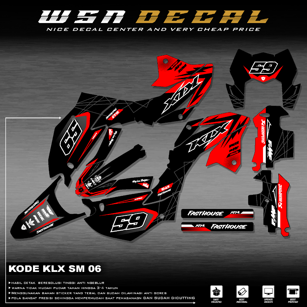 Stiker Decal KLX 150 SM Full Body Terbaru 2023 - 2024 DECAL KLX 150 SM HITAM /DECAL KLX 150 NEW / DE