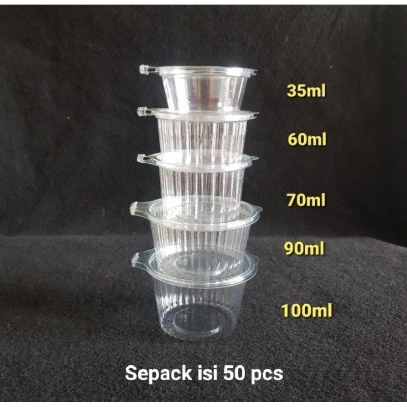 CUP SAUCE JELLY AGER DESSERT MIKA SAMBAL PUDDING SAUS KETCUP TUTUP SAMBUNG 25ML 35ML 60ML 70ML 90ML 