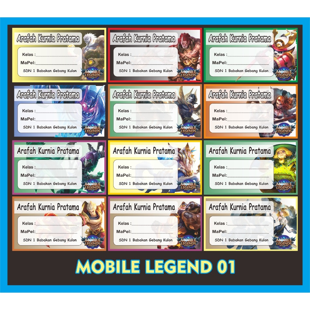 

STIKER MAPEL - LABEL BUKU PELAJARAN SEKOLAH - STIKER MATA PELAJARAN - MOBILE LEGENDS