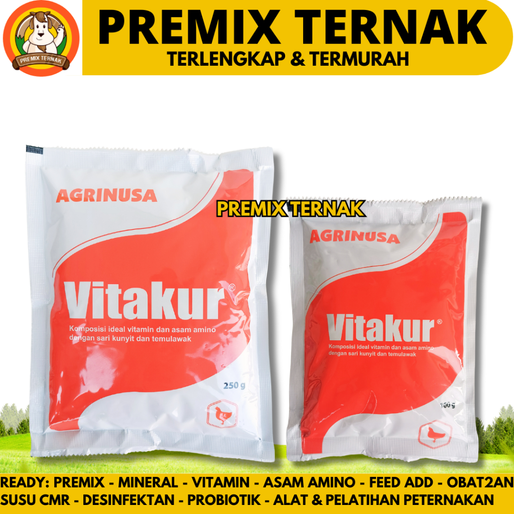 VITAKUR 250 gram & VITAKUR 100 gram - Vitamin Ayam Herbal Kunyit Temulawak Nambah nafsu makan dan na