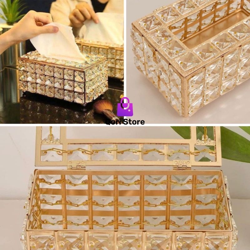 Qori Store - Kotak Tisu Kristal / Kotak Tisu Estetik / Tempat Tidu Kristal / Tempat Tisu Aesthetic /