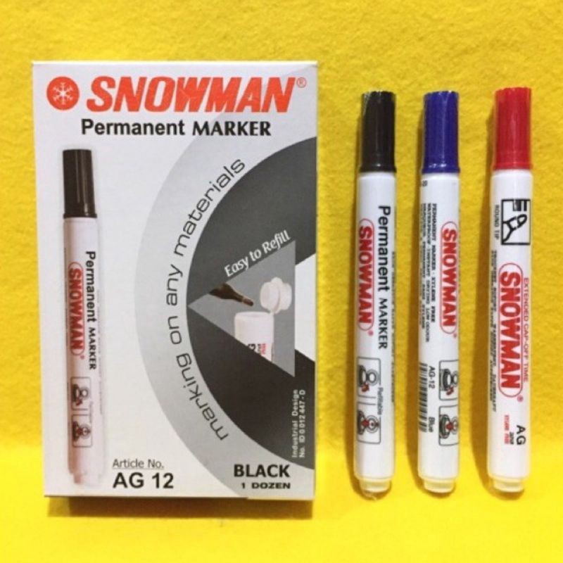 

ORIGINAL Spidol Permanent Marker Snowman AG12 Harga Satuan