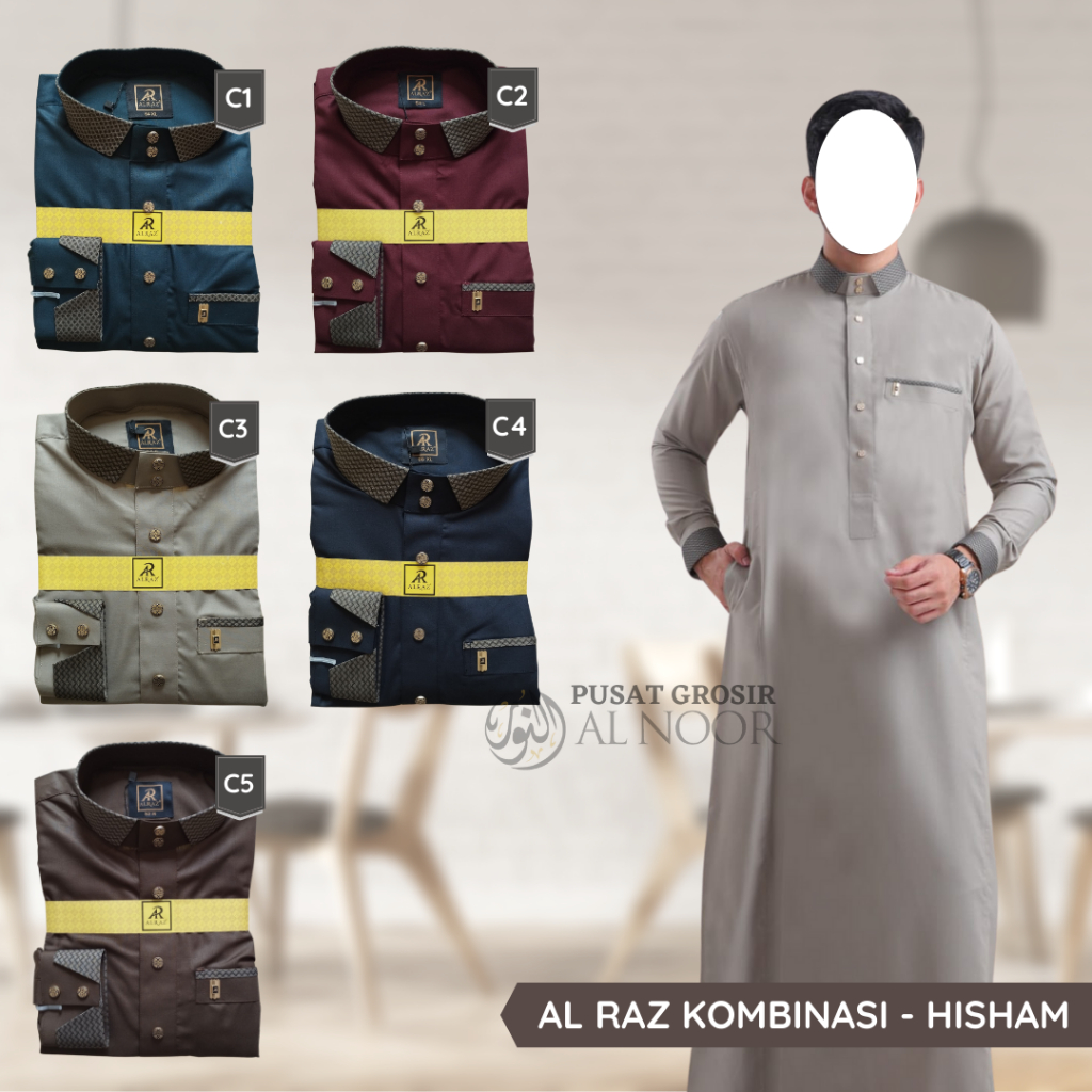 Jubah Saudi | Gamis Pria | Al Raz Kombinasi Hisham - Pusat Grosir Alnoor