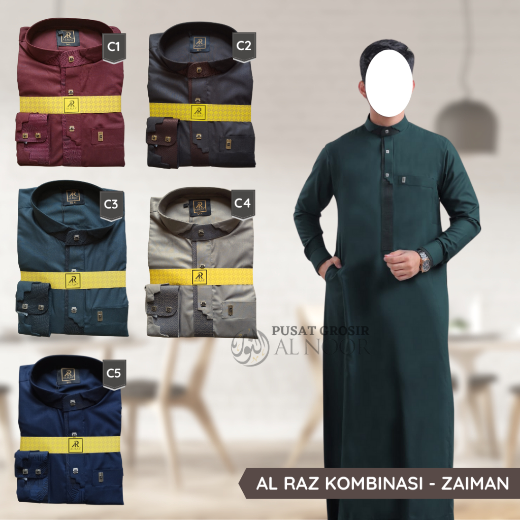Jubah Saudi | Gamis Pria | Al Raz Kombinasi  Zaiman - Pusat Grosir Alnoor