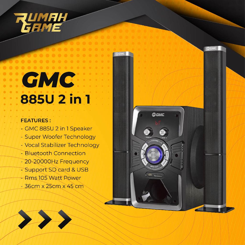 GMC 885U 2in1 Speaker Multimedia Bluetooth Sound Bar Speaker Aktif Portable