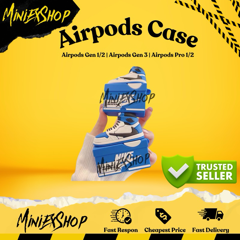 Airpods case Air Jordan Blue Travis Scoot Box silicone rubber Airpods gen 1 / Airpods gen 2 / Airpod