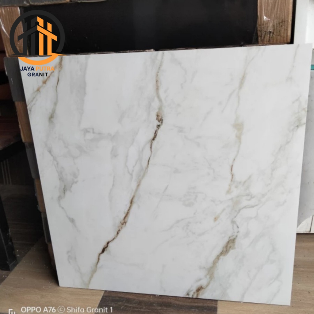 Granit Lantai 60x60 Motif Putih Corak Gold / Granite Lantai Termurah