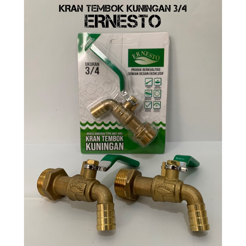 Kran Tembok Kuningan Asli UK 3/4 ERNESTO Gagang Panjang
