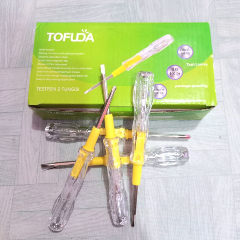 Testpen Listrik Obeng Tespen Kecil Bolak Balik Tofuda SNI