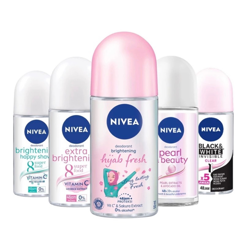 Nivea Women / men Deodorant Roll On 50 ML /  - Black & White/ Extra Brightening/ Pearl & Beauty/ Hij