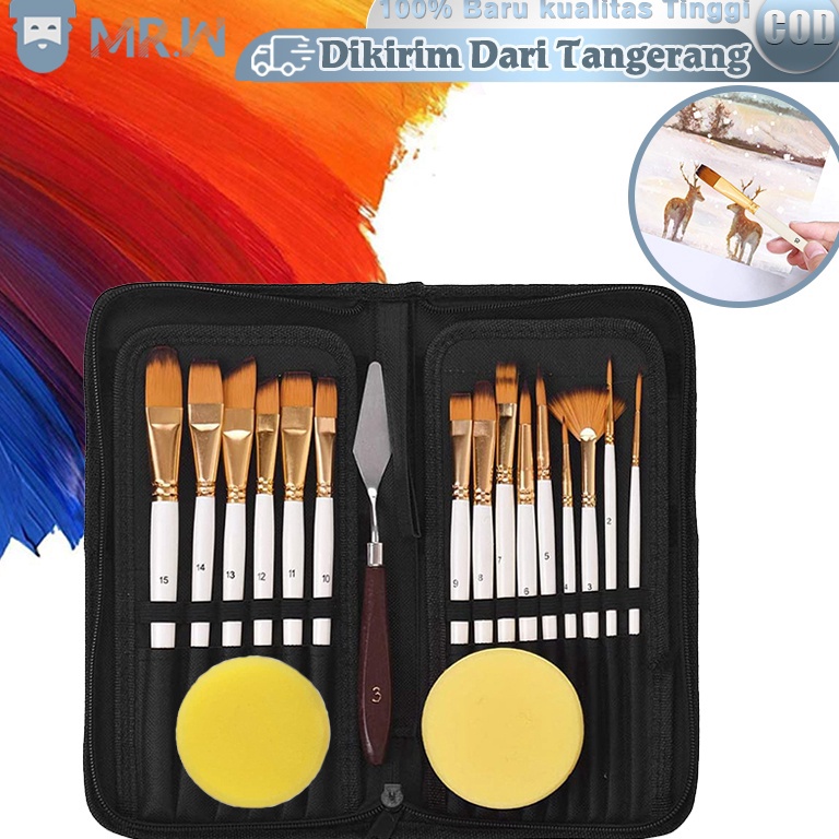 

18PCS Kuas Alat Lukis SetAlat Lukis Kuas Cat Air MinyakMix Kuas Lukis Set LengkapArt Brush Set x AS4