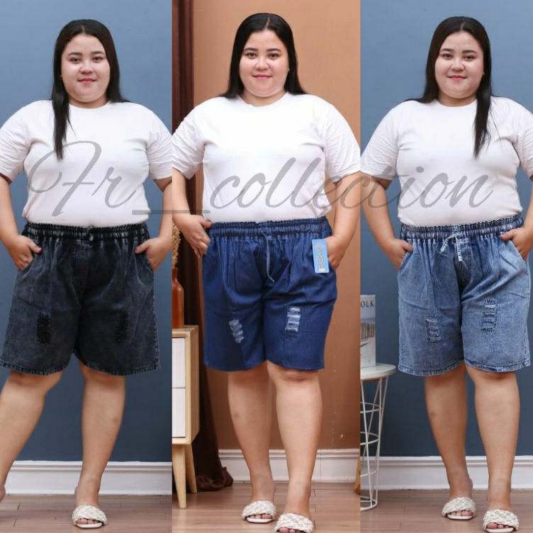 KODE G38Z Celana Pendek Wanita Jeans 34 Jumbo Muat 1L Untuk BB 95 Kg Lebih