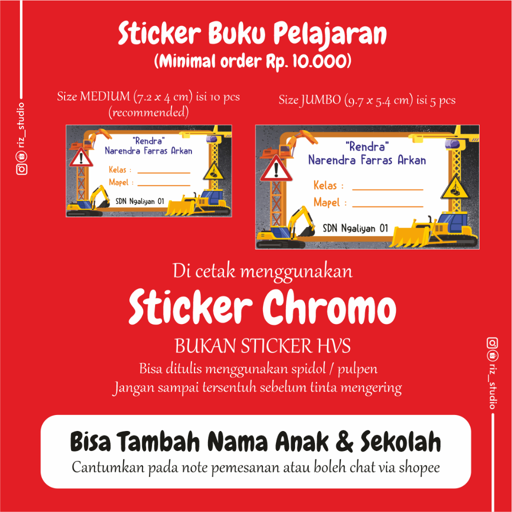 

PART 1 - (Minimal Order 10 Ribu) Sticker Buku Pelajaran Anak (Free Tambah Nama, Kelas dan Sekolah)