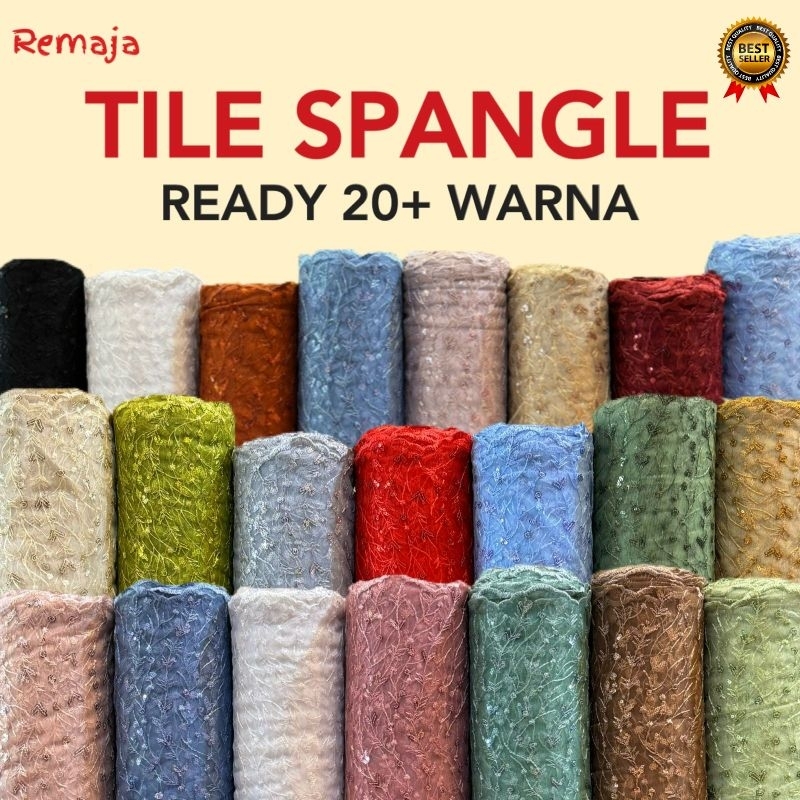 Kain Tile Akar Sequin / Kain tile akar Premium Quality