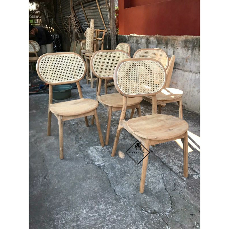 kursi jepang kayu jati kombinasi rotan
