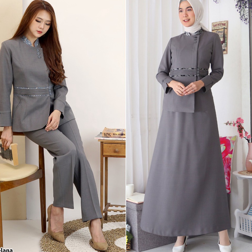 KODE P63O Blazer Wanita Baju Kerja Kantor Seragam PDH PNS Pemda Dinas Guru ASN Wanita Atasan Kombina