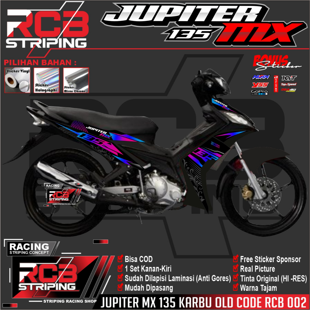 STRIPING VARIASI | YAMAHA JUPITER MX KARBU  135 OLD STICKER JUPITER MX KARBU OLD RCB 002