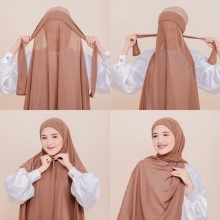 Tiara Pashmina Tali Ceruty Babydoll Hijab Instan Pashmina Instant Melayu Jilbab Grosir Murah ELF