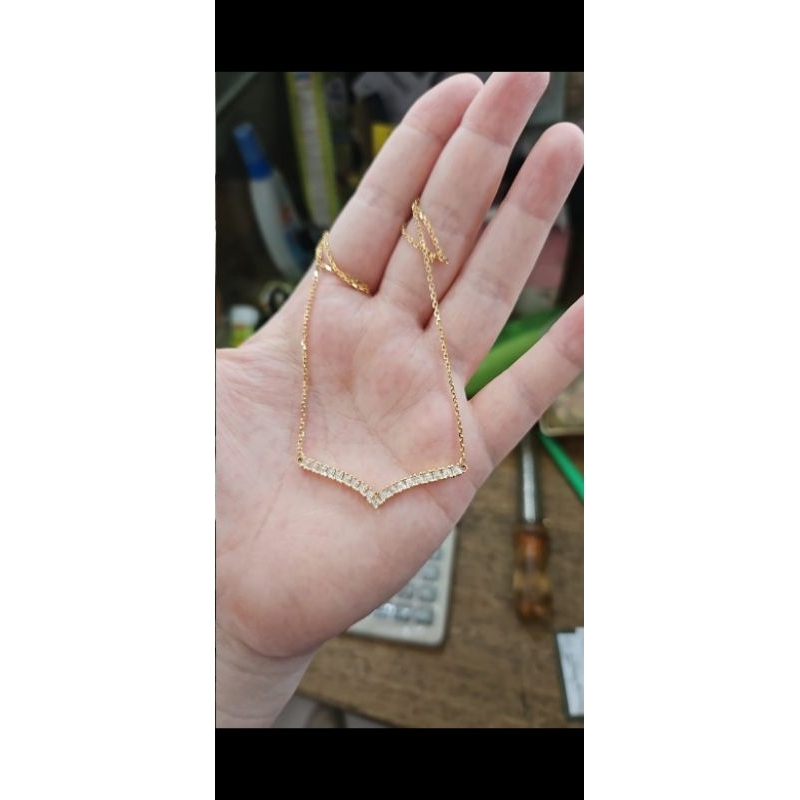 kalung koye tifani smile diamond look solitaire emas asli putih 375 8k listring