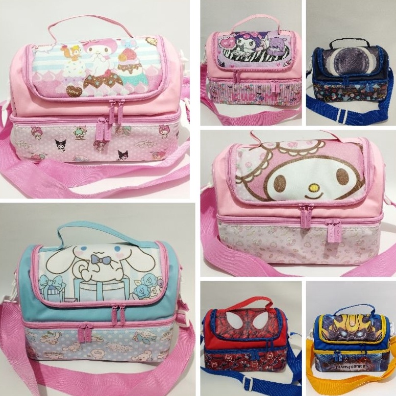 KODE J6I2 Tas Bekal Anak 2 Susun Medium Karakter Unicorn Frozen Astronot Starwars Bola Avenger Alumu