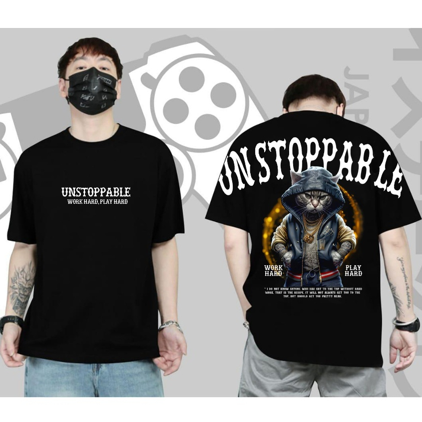 Kaos Distro pria Kaos Motif Cat Hitam Baju Kaos Lengan Pendek couple Keren Kaos Kata Kata Viral Atas