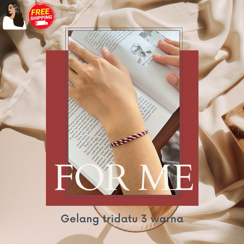 12 pcs gelang tridatu original bali kolaborasi 3 warna hitam putih dan merah tali simple tidak luntu