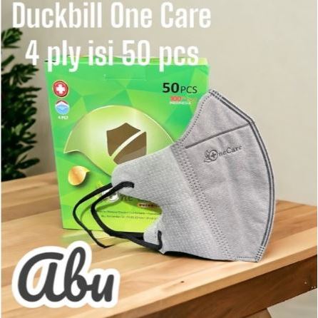 Masker Duckbill OneCare Abu Grey 4ply dewasa EMBOS/LOGO 50pcs Earloop