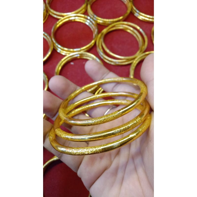 Keroncong set isi 3 gelang sepuh emas 24k lapis kristal