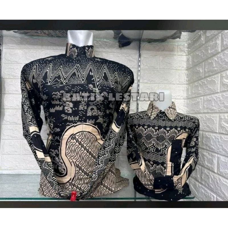KEMEJA BATIK PRIA LENGAN PANJANG EXCLUSIVE FURING SOLO COUPLE AYAH DAN ANAK( FREE 1 Topi keren exclu