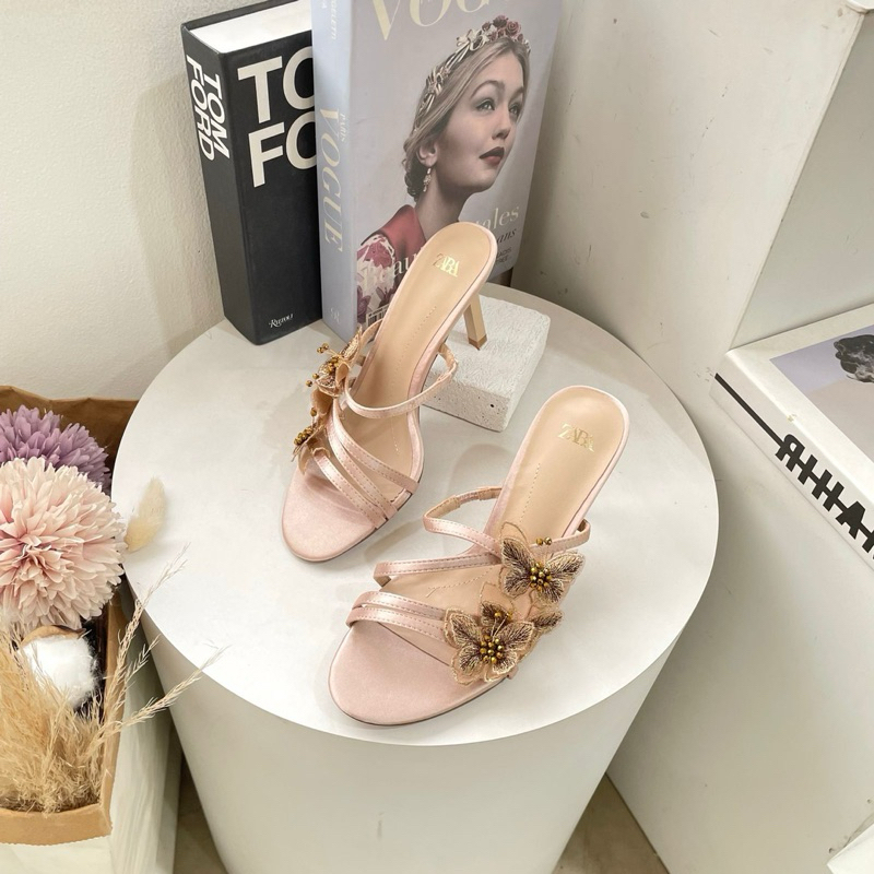 Butterfly strappy heels 9.5cm by Zara import high quality fashion shoes sandal wanita hak tinggi pes