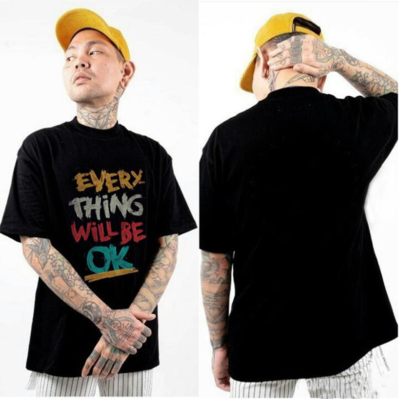 Kaos EVERYTHING WILL BE OK Tshirt 100% Cotton Black | Shortsleeve & Longsleeve | Tangan Pendek & Tan