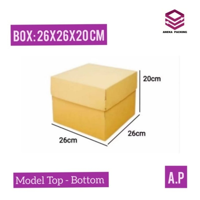 

Box 26x26x20 cm(pelangi 1)/Top-Bottom/pudding/tart/packing/kardus/hampers