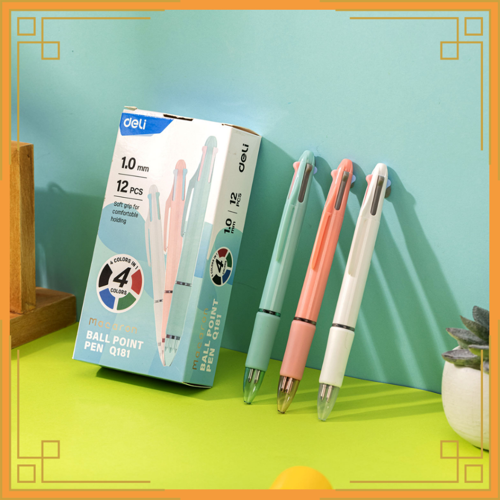 

DELI Pena ballpoint macaron 4 warna Q181 (pcs)