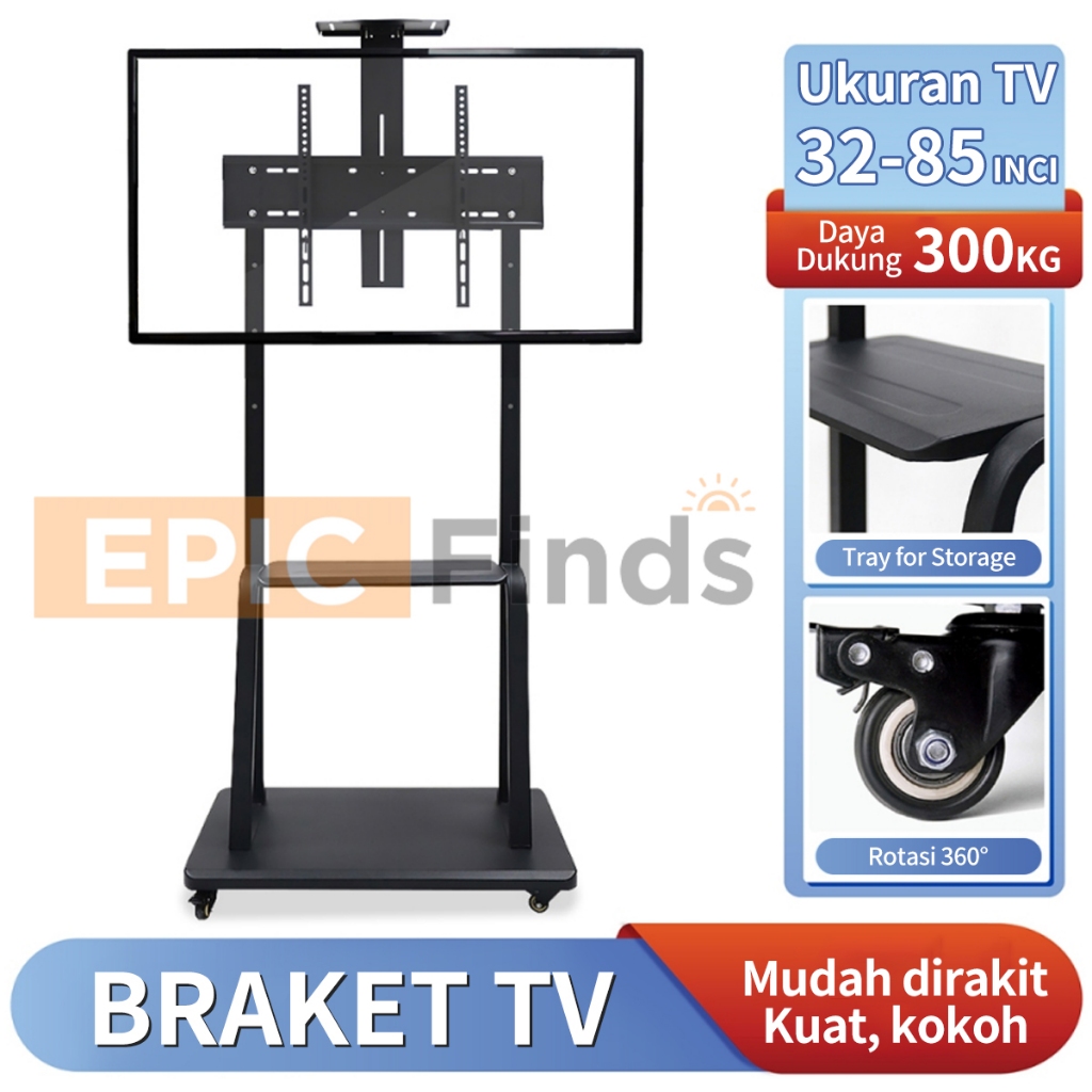 Epic Finds Bracket TV Standing 32-85 inch, Bracket standing roda LED TV