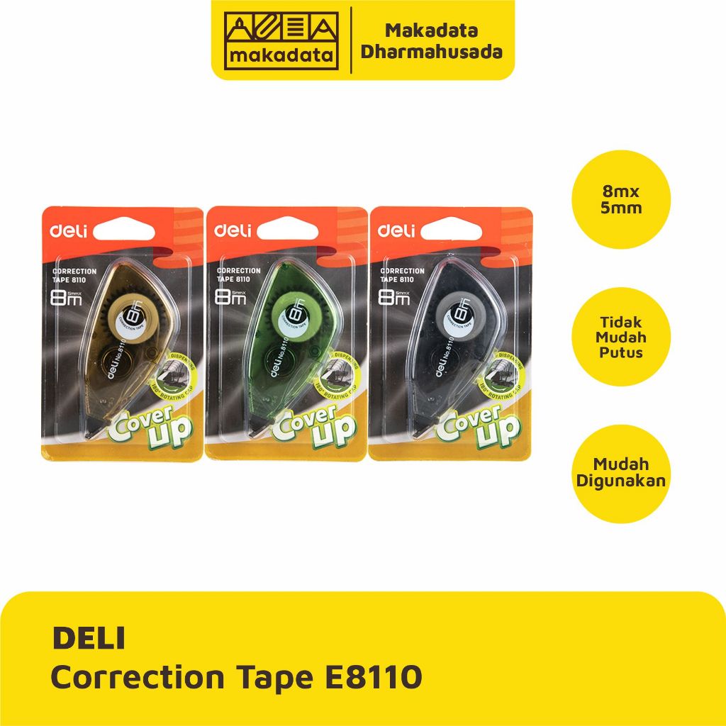 

CORRECTION TAPE | STIPO KERTAS DELI E8110 8M X 5MM ( 1 PCS)