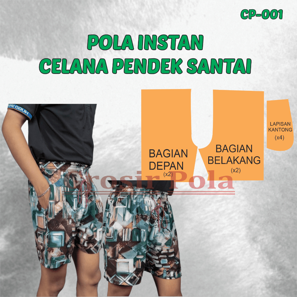 pola celana pendek/pola instan celana boxer/pola boxer santai/pola instan celana pendek santai pria/