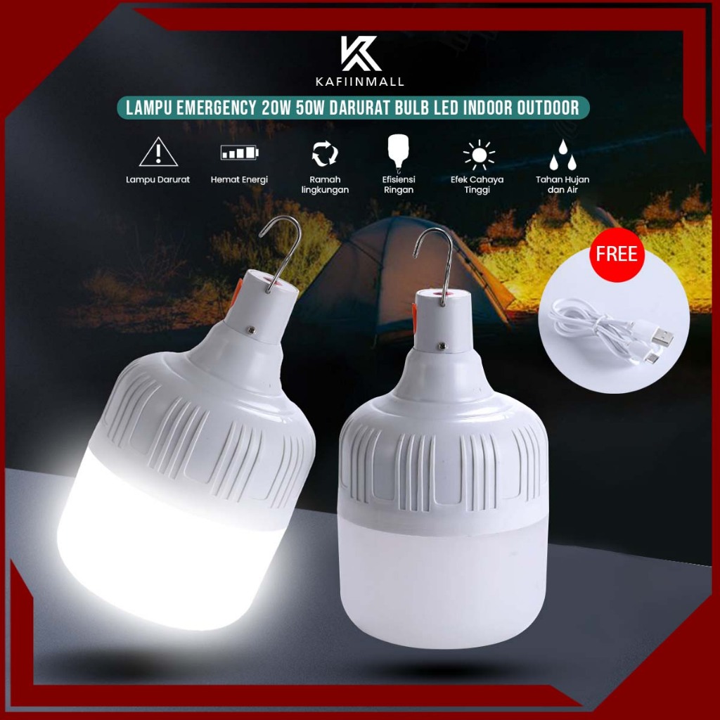 Lampu Emergency FreeCharger 20W 50W LED Indoor Outdoor Lampu Darurat IP66 baterai 18650/4pcs×1200mAH